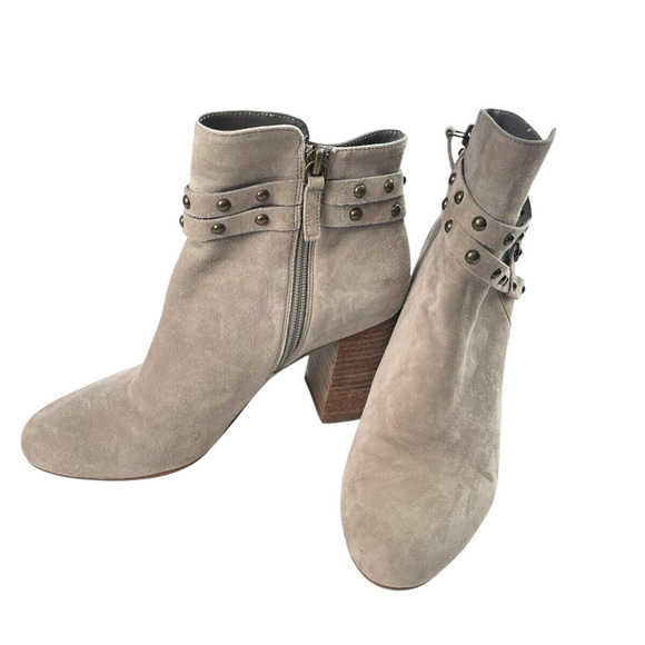 BP Brass Plum Taupe Faux Suede Boots Women Size 8M Studded Short Booties Western - Picture 5 of 10